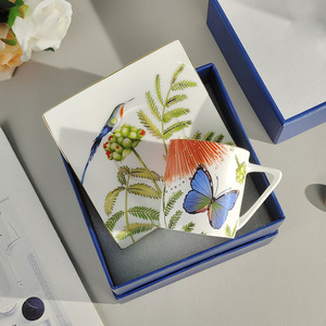 Light Luxury High-end Bone China Gold <b>Edged</b> <b>square</b> Dish Coffee Cup Home Restaurant Coffee Shop Tea Cup - Product Image 2