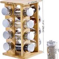 Organisateur de pots à épices en bambou Bamboo 360 °   Étagère rotative pour le rangement des épices