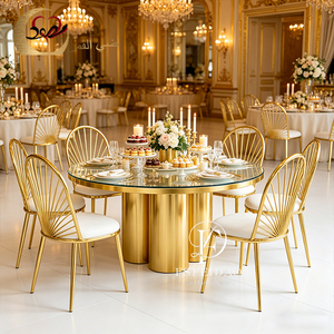 Silla de Comedor de Acero Inoxidable Dorado y Terciopelo para Banquetes de Boda, Estilo Contemporáneo, Romántico y Elegante, para Uso en Interiores y Exteriores, Comercial, para Hoteles - Product Image 4