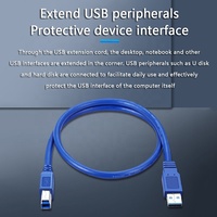 Câble d'imprimante USB 3.0 Type B mâle vers mâle, bleu, haute vitesse, en PVC, pour ordinateur et scanner, longueur personnalisable de 1M à 5M, garantie 12 mois
