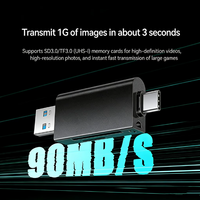 Lector de Tarjetas 2 en 1 USB 3.0 Tipo C de Plástico Gris al por Mayor, Conector Dual, Puente de Datos SuperSpeed, Adaptador de Tarjetas de Memoria Externa SD TF