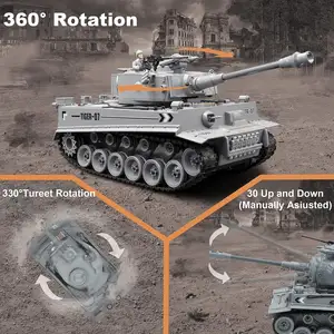 1/18รถถัง RC 2023รถถังกองทัพเสือเยอรมัน2.4G ถังระเบิดต่อสู้สำหรับของขวัญคริสต์มาสโมเดลของเล่น