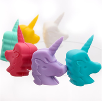 Moule en silicone, vente en gros, accessoires de bar, breloques pour verre à vin, 6 pièces, matériel en silicone non toxique, licorne, marqueur pour verre à vin en forme 3D