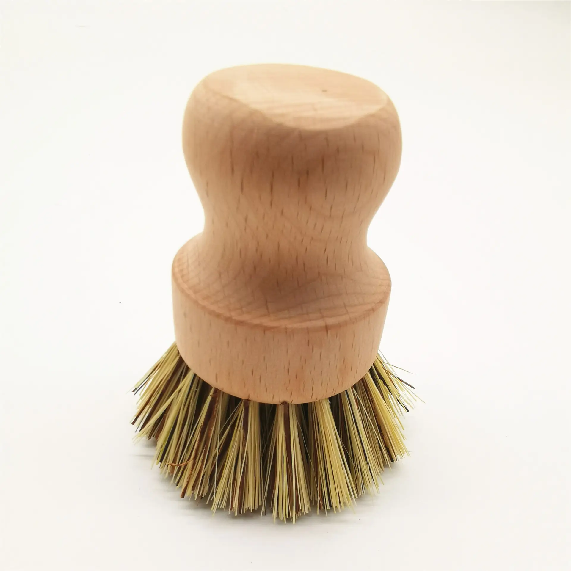 Brosse de nettoyage pour cuisine, disques à tige courte, vernis rond pour laver les plats, Pot en bois de hêtre