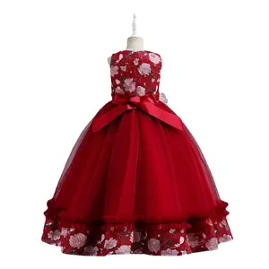 2023 वसंत गर्मियों नई आगमन लड़कियों के लिए ड्रेस पत्ती कमर धारी राजकुमारी पोशाक छोटी लड़की के जन्मदिन की पियानो प्रदर्शन पोशाक