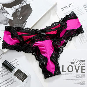 Braguitas de seda helada para mujer, con encaje, sexy, con corte cruzado y aberturas, de talle bajo - Product Image 3