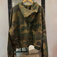 Sweat à capuche zippé camouflage personnalisé pour homme, effet délavé et vieilli, imprimé DTG, en coton, style veste zippée, Hoodie Hombre