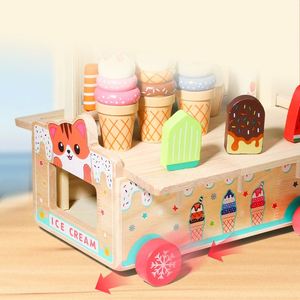 Cadeaux d'anniversaire : Chariot à glaces en bois pour jeu d'imitation, <span class=keywords><strong>camion</strong></span> de vente de nourriture, jouets polyvalents pour bébés filles - Product Image 5