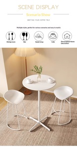 Set Tavolo e Sgabelli in Acciaio al Carbonio con Piano Rotondo per Caffè, Casa, Ufficio, Balcone, Patio, Arredamento da Pranzo con Due Sedie - Product Image 4