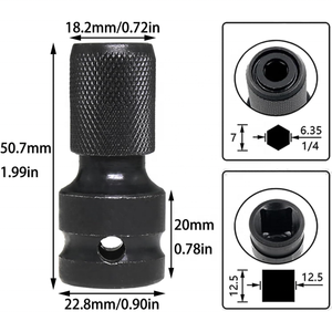 <b>1</b>/<b>2</b> Square Drive to <b>1</b>/4 Inch Bit Adapter <b>Ratchet</b> Screwdriver Bit Holder with Leather Ring Impact Wrench Adapter - Product Image 2