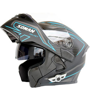 Altavoz inalámbrico para motocicleta eléctrica, conexión de teléfono FM, doble lente, casco de moto de cara completa - Product Image 1