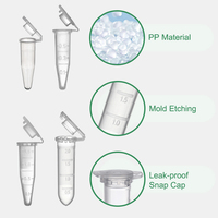 Tube à essai conique en plastique jetable de 1,5 ml avec fermeture à clip pour microcentrifugeuse, vente en gros pour laboratoire