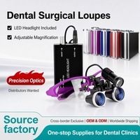 Dental Loupes Magnifier Dental Lab Medical Loupes Magnification Binocular 2.5X 3.5x Headlight Headlamp 5W Set Metal Box