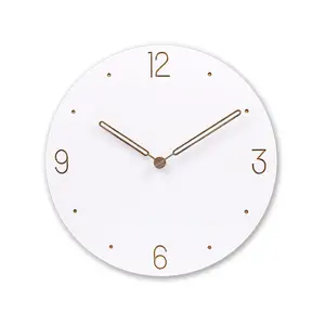 韓国風ミニマリストMdfウッドウォールクロックカスタムロゴ12インチモダンラウンドホワイトシンプル時計