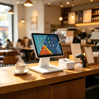 Terminal de point de vente tout-en-un Android avec écran tactile blanc élégant de 10,1 pouces pour café, boutique, magasin