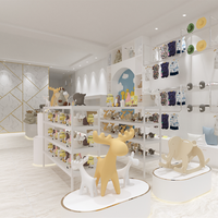 Meuble de présentation sur mesure en bois blanc pour magasin de vêtements pour enfants, présentoir de sol en bois massif, gondole de présentation fabriquée sur mesure