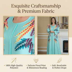 อาบายะห์พิมพ์ลายสำหรับผู้หญิง ทรงหลวม ยาวเต็มตัว สวมใส่ได้ทุกวัน รับผลิตแบรนด์ส่วนตัว - Product Image 2