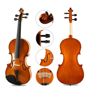 Pleine grandeur prix pas cher Usine contreplaqué brillant couleur violon débutant violon 4/4 en gros