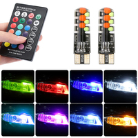 Nouvelles ampoules LED COB RGB T10 W5W (lot de 2) avec télécommande, clignotantes et colorées, pour éclairage intérieur de voiture, ajustement universel