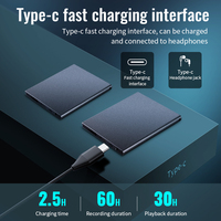 Dictaphone numérique portable DC, lecteur MP3, appareil d'enregistrement activé par la voix, enregistreur vocal professionnel, 60 heures d'enregistrement, USB