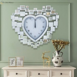 Anti-Droping Package WXMC-18 Modern <strong>Silver</strong> Decorative Heart-shaped Mirrored <strong>Clock</strong> - Product Image 3