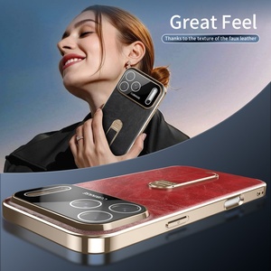 เคสโทรศัพท์หนัง PU ชุบเคลือบแบบธุรกิจสำหรับ iPhone 17 15 16 Pro Max พร้อมการปกป้อง 360 องศา °   ฟิล์มกันรอยเลนส์แบบ HD สำหรับ Strip Stand - Product Image 3
