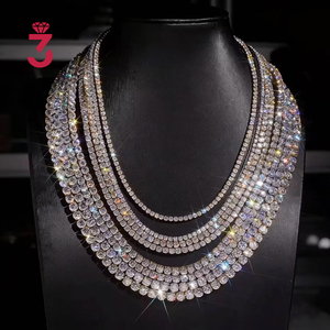 سلسلة تنس مرصعة بالكامل بدون رسوم جمركية، مطلية بالذهب الأبيض، مرصعة بأحجار الموزانيت اللامعة، مقاسات 2/3/4/5/6.5 مم، للرجال والنساء - Product Image 6