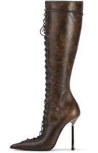 <span class=keywords><strong>Stivali</strong></span> da <span class=keywords><strong>donna</strong></span> in stile occidentale con taglio al ginocchio in tinta unita scarpe eleganti con tacco sottile con cerniera laterale a punta taglia grande <span class=keywords><strong>44</strong></span> - Product Image 6