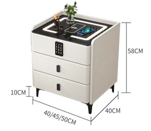 Table de chevet multifonctionnelle sans fil rechargeable moderne et minimaliste avec haut-parleur, en verre trempé et cuir, pour la maison - Product Image 2
