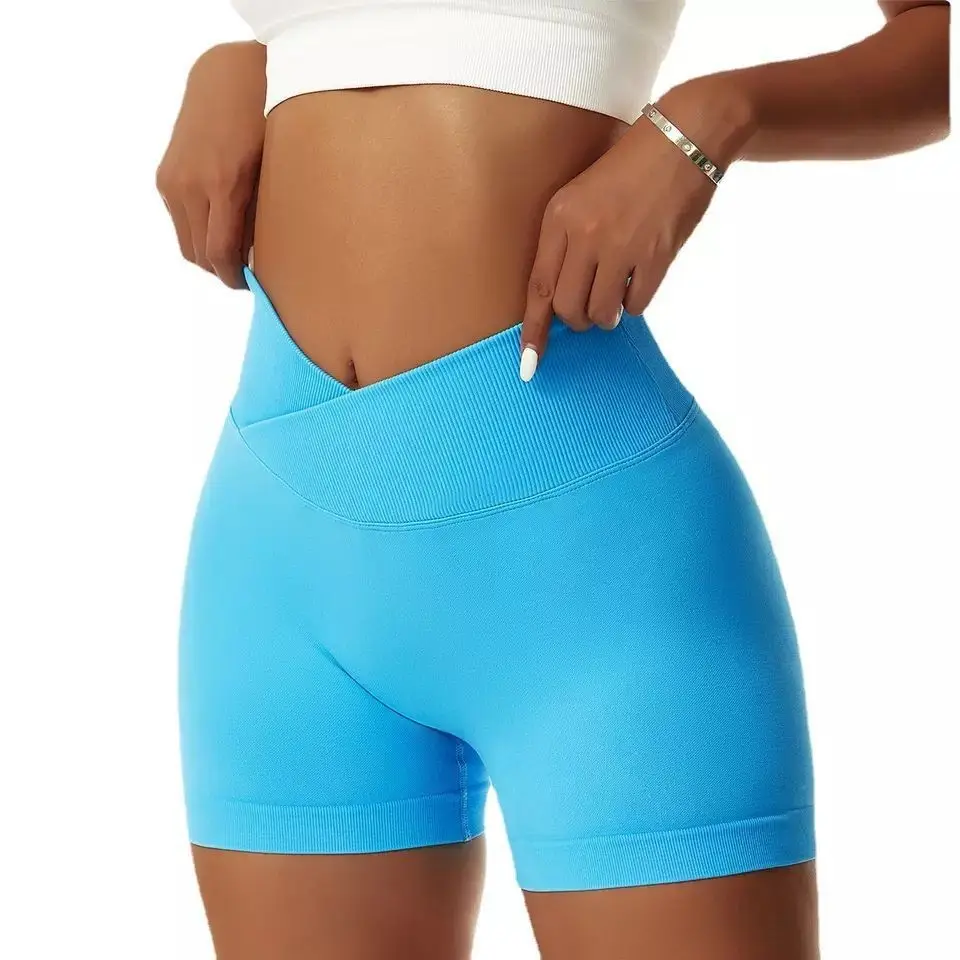 Pantaloncini da Yoga da pesca con taglio Fitness con taglio a V corto per le donne