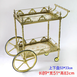 Carrito de comedor de <span class=keywords><strong>hotel</strong></span> Carrito de mano de metal <span class=keywords><strong>Fiesta</strong></span> Carrito de servicio de habitación de 2 capas Carrito de licor de boda - Product Image 4