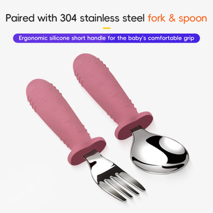 Ensemble d'alimentation pour bébé en acier inoxydable SUS304 écologique, 5 pièces : assiette à ventouse, bol, bavoir, fourchette, cuillère, sans BPA - Product Image 6