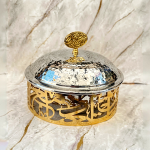 Round Metal Casserole Dish with Glass-Embedded Stainless Steel <b>Lid</b> Polished Gold Design Modern Luxury Durable - Product Image 1