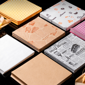 Custom logo Printing Food-grade Hamburger Deli Packaging Grease Proof Bake Wrapping Paper Coated Pulp Greaseproof Paper