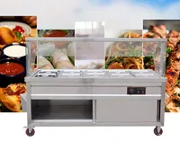 Lyroe Buffet de Restaurant autoportant, panneau de verre en acier inoxydable thermique électrique Bain Marie chauffe-plat avec armoire
