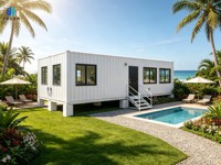 Conteneur maritime 40HQ, maison préfabriquée modulaire standard, bureau portable, villa, structure en acier au design moderne, pour la plage