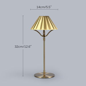 Lampu meja tanpa kabel, gaya Nordic logam kerang tanpa kabel lampu belajar samping tempat tidur dekorasi rumah Led baterai dapat diisi ulang