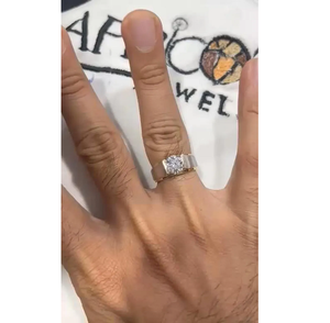 Anillo de Diamante Cultivado en Laboratorio Certificado de 2 Quilates para Hombre, Oro de 14K de Dos Tonos, Banda Solitaria, Joyería Fina - Product Image 1