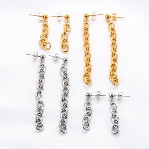 Boucles d'oreilles pendantes longues en acier inoxydable style punk cool pour femme, couleur or, avec pendentif, accessoires de bijoux pour piercing d'oreille - Product Image 1