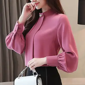 Large plus Size Chiffon woman clothing Blouses Long Sleeve office clothing Formal Loose Blouse tops For Women chemise femme