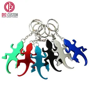 Promotion Gift Gecko-Shaped Aluminum Alloy Beer Opener Keyring Custom Logo Printed Metal Bottle Opener Keychain