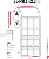 25.4*38.1-12.5mm,2mil blanc mat translucide résistant à l'eau vinyle wrap câble étiquette fil autocollant fil étiquette câble étiquette autocollant