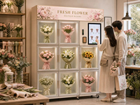 Máquina Expendedora Automática de Flores 24/7, Kiosco de Autoservicio para Ramos de Flores Frescas, Refrigerado con Pantalla LED y Sistema de Pago en Efectivo