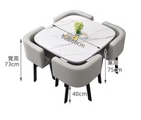 Modernes Ausziehbares Klappbares 4-Sitzer Esszimmer-Set Schwarzer Karton Spiegel Metall MDF-Platte Metallgestell Restaurant Heim Möbel Apartment