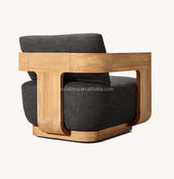 Fauteuil pivotant d'extérieur LUXORA Modern Sedona en teck résistant aux intempéries pour hôtel et jardin