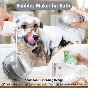 Brosse de bain pour chien avec logo personnalisé, brosse de toilettage pour chien, distributeur de shampoing, poils en silicone doux pour chiens et chats, douche - Product Image 4