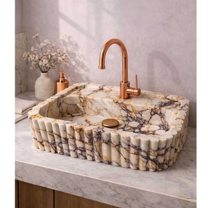 Lavabo de Mármol Vintage Calcutta Viola para Decoración de Interiores de Baños - Product Image 4