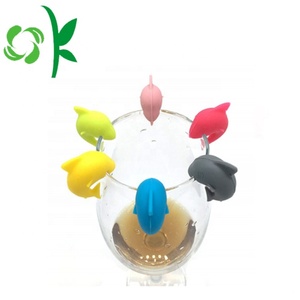 OKSILICONE riutilizzabile 12 pezzi Silicone Design pesce vetro vino bottiglia di birra Charm Marker tazza di silice vetro vino striscia di vetro Tag <span class=keywords><strong>Bar</strong></span> - Product Image 5