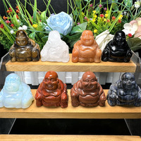 Religieux Cristal Artisanat Sculpté À La Main Reki Pierre De Guérison Rire Bouddha Statue Pour La Décoration