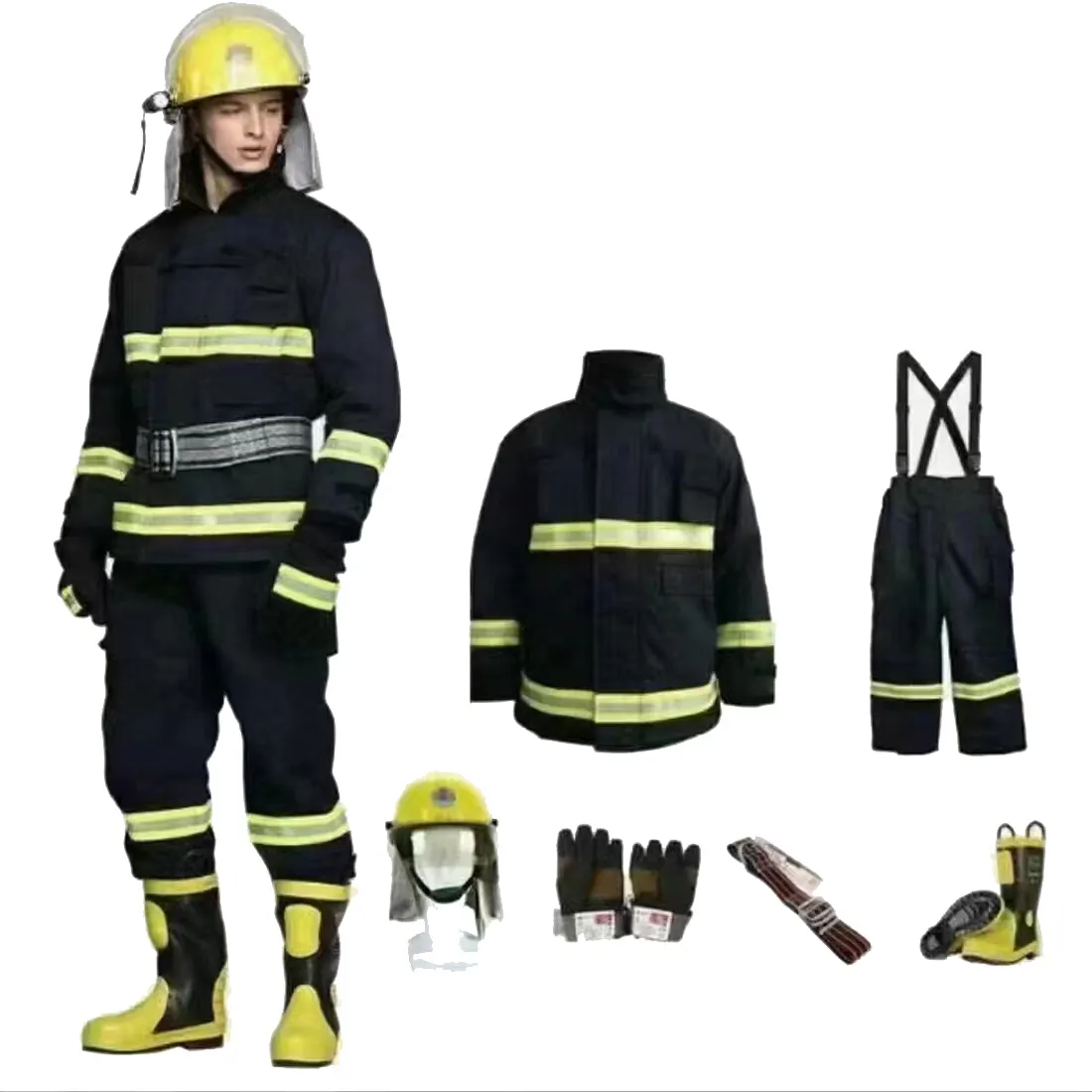 Traje de lucha contra incendios de alta calidad 02 97, traje de bomberos ignífugo impermeable, retardantes de llama en general, resistente al fuego en general